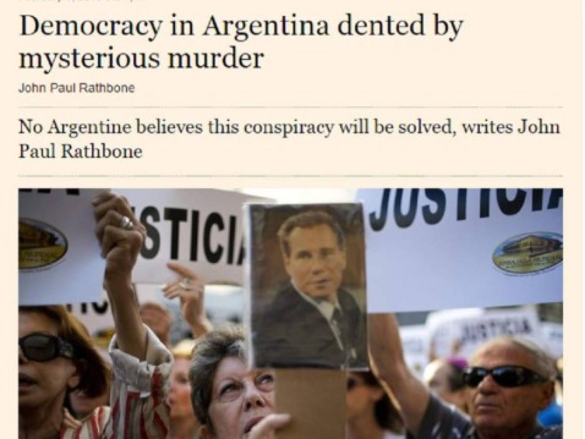 Caso Nisman: FT dice que 'gobierno esconde algo'