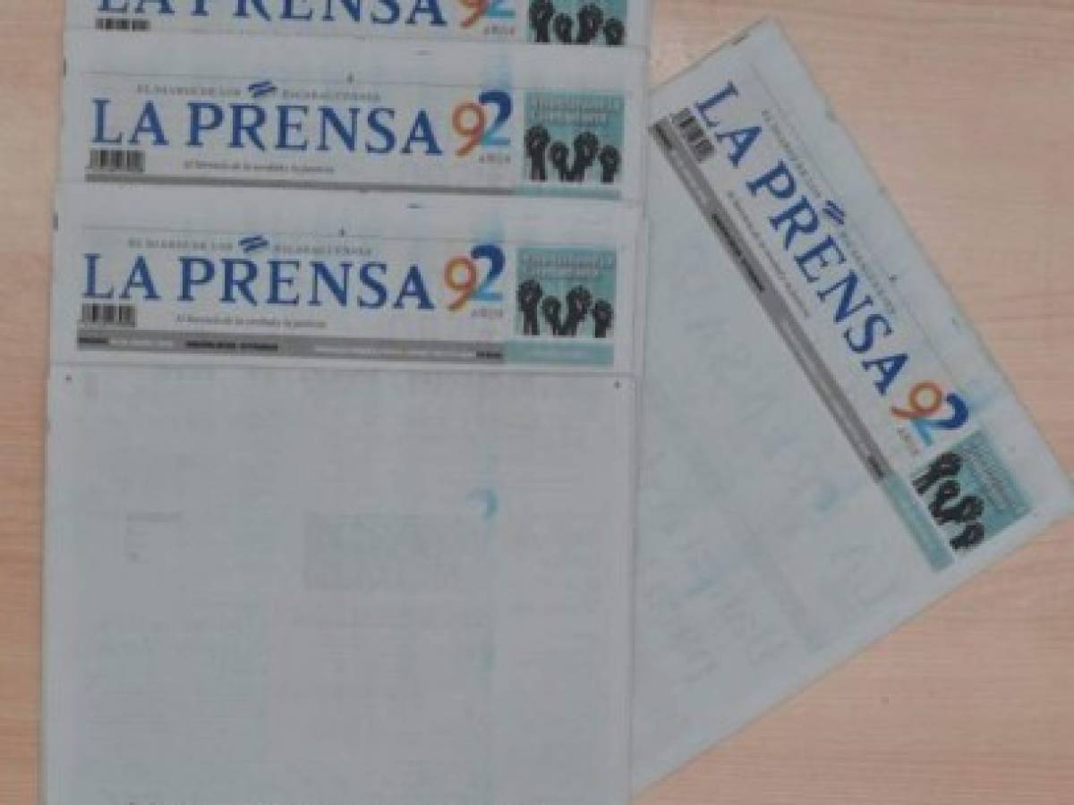 Diario La Prensa de Nicaragua publica portada en blanco en protesta contra gobierno