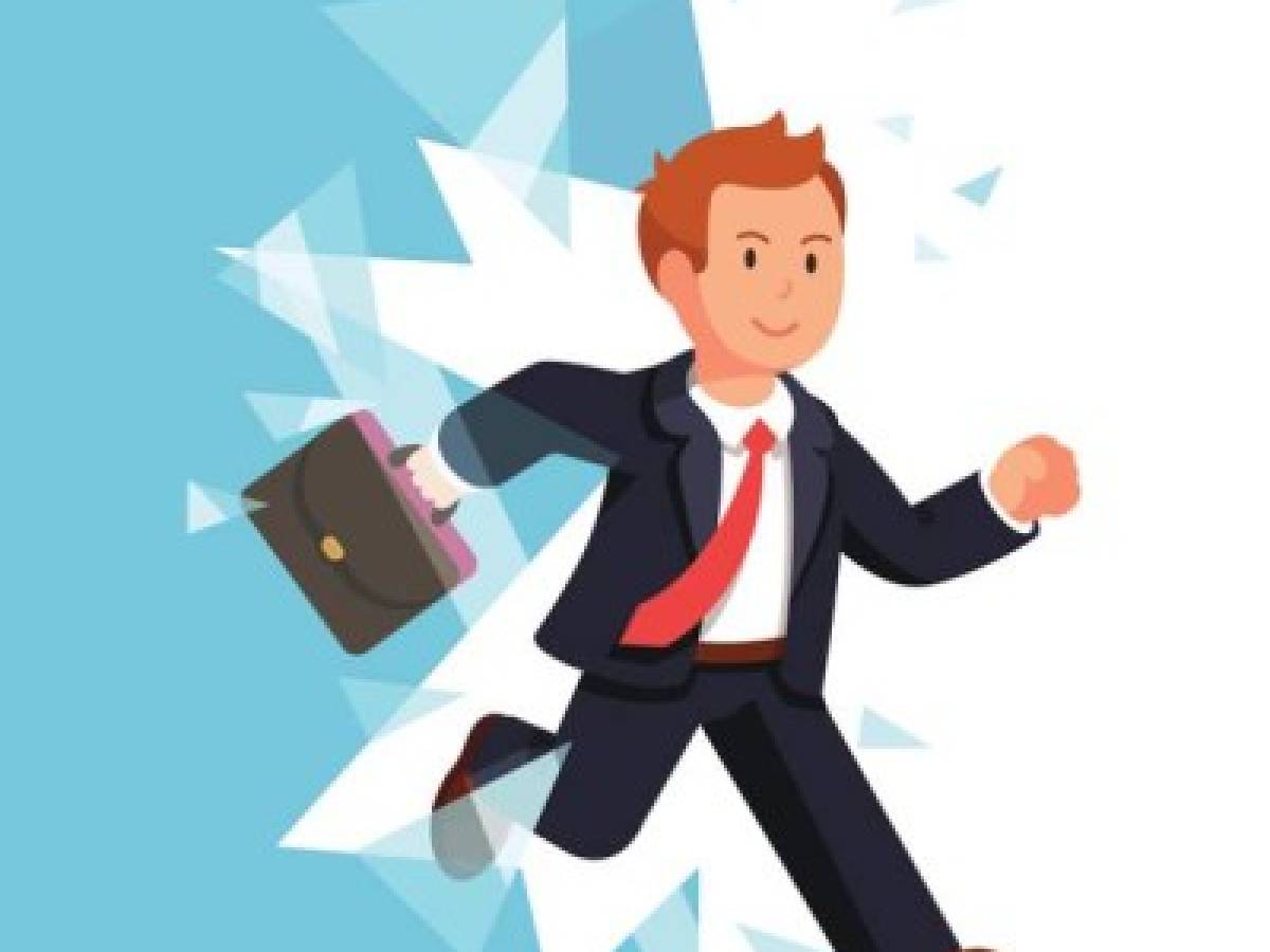 Business man breaking through glass wall. Smiling businessman overcoming obstacles. Flat style vector illustration isolated on white background. Business man breaking through glass wall. Smiling businessman overcoming obstacles. Flat style vector illustration isolated on white background.