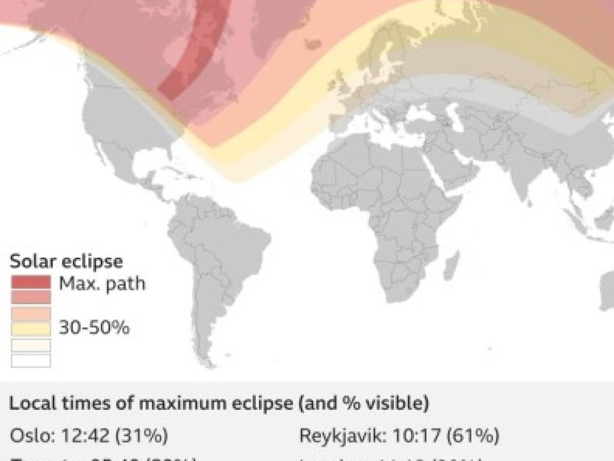 Eclipse solar parcial sobre el hemisferio norte