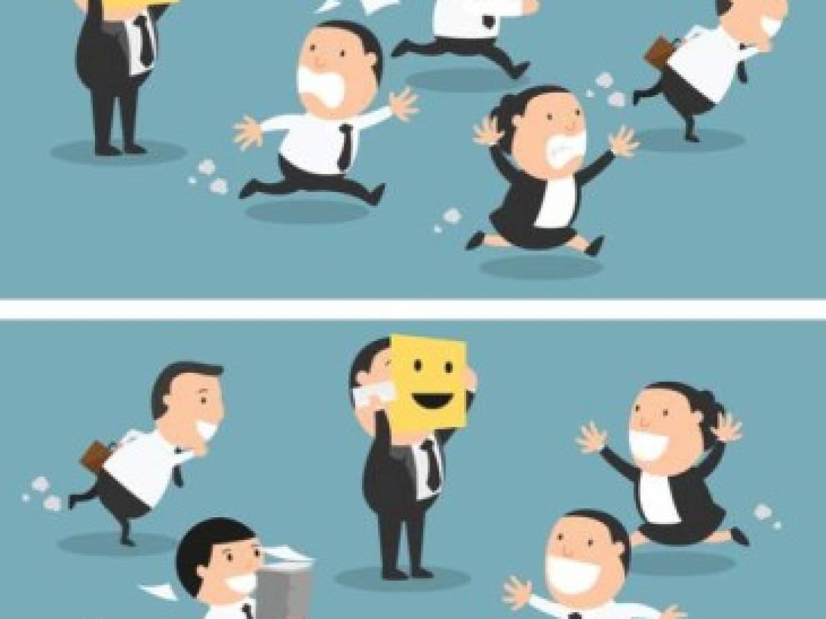 Boss changing his mood from bad to good,vector illustration Boss changing his mood from bad to good,vector illustration