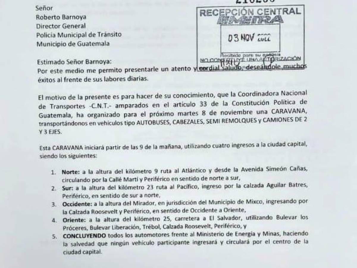 Guatemala: transportistas anuncian movilización para el martes 8 de noviembre Guatemala: transportistas anuncian movilización para el martes 8 de noviembre