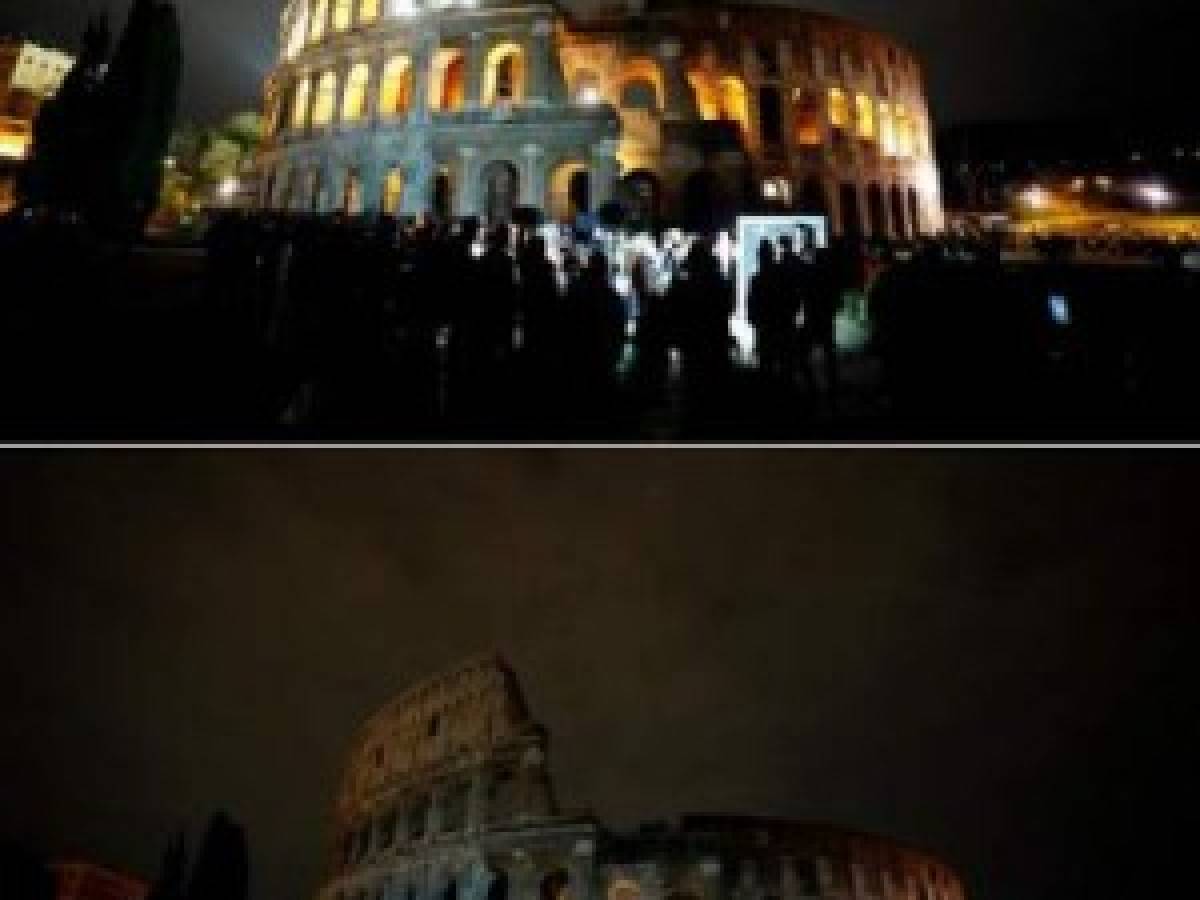 El Coliseo en Roma, Italia también se unió a la Hora del Planeta.