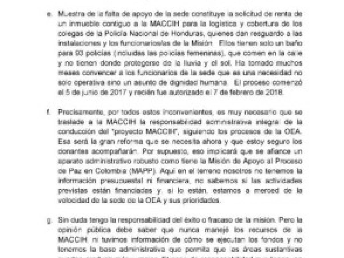 Honduras: Estas son las razones de la renuncia del exjefe MACCIH