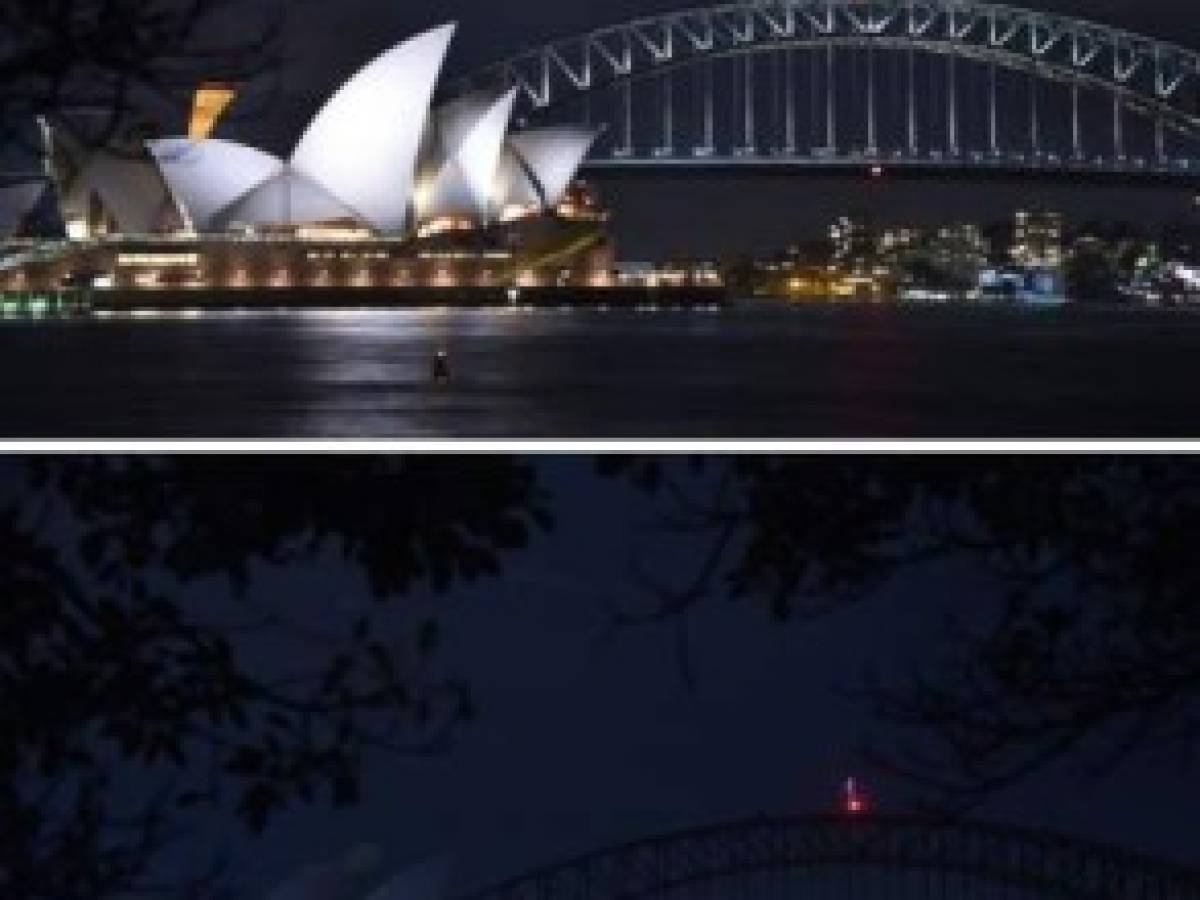 La emblemática se de la Casa de la Ópera en la bahía de Sidney, en Australia, fue uno de los primero edificios en unirse a la Hora del Planeta.