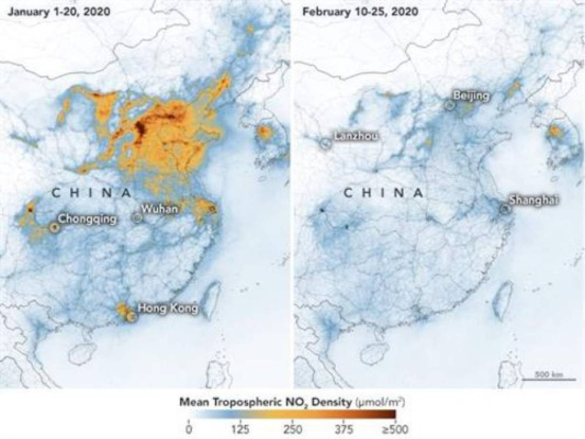 La NASA confirma el descenso generalizado de la polución en China por el impacto del coronavirus