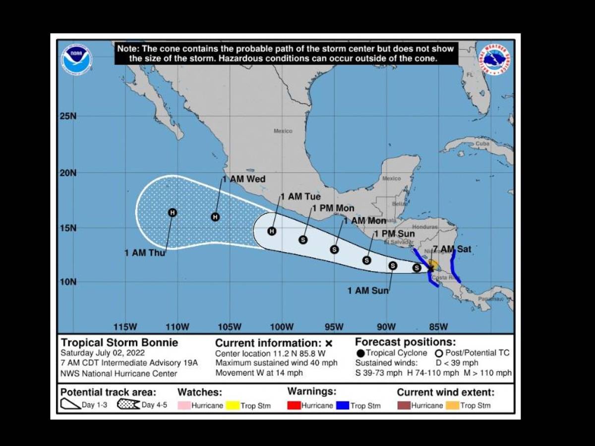 Bonnie seguirá provocando lluvias en Nicaragua y Costa Rica Bonnie seguirá provocando lluvias en Nicaragua y Costa Rica