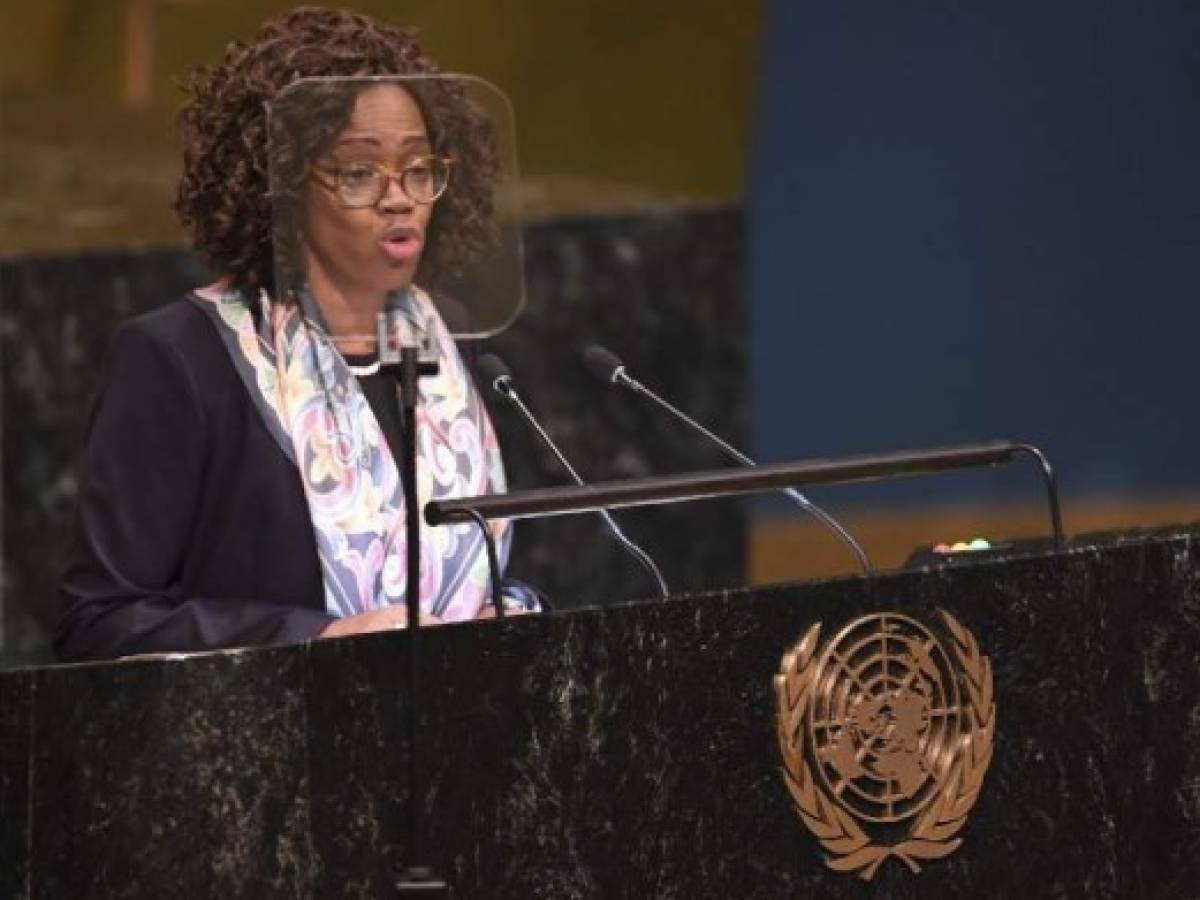 Epsy Campbell Barr, Vice President of Costa Rica, addresses the Nelson Mandela Peace Summit September 24, 2018, one a day before the start of the General Debate of the 73rd session of the General Assembly at the United Nations in New York. / AFP PHOTO / Don EMMERT