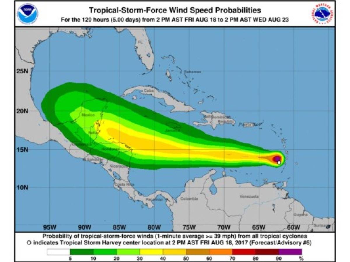 Nicaragua vigila la trayectoria de la tormenta Harvey