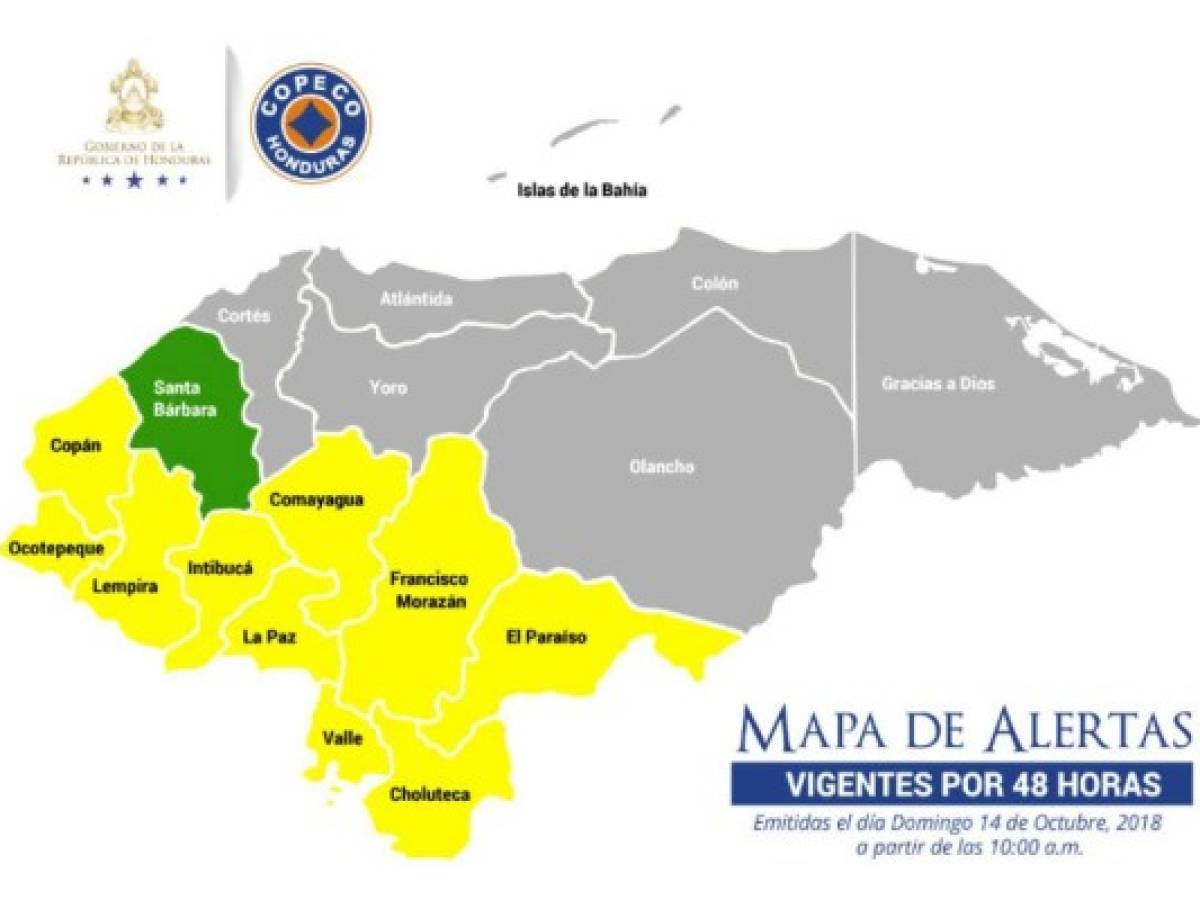 Honduras: Emiten alerta amarilla por lluvias en 10 departamentos