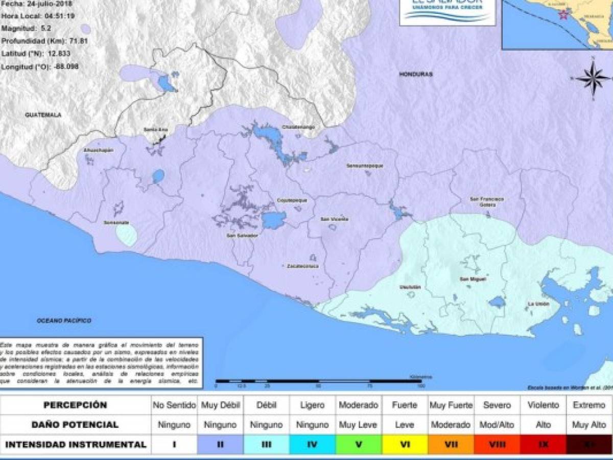 El Salvador: Sismo de 5,2 grados remece al oriente del país