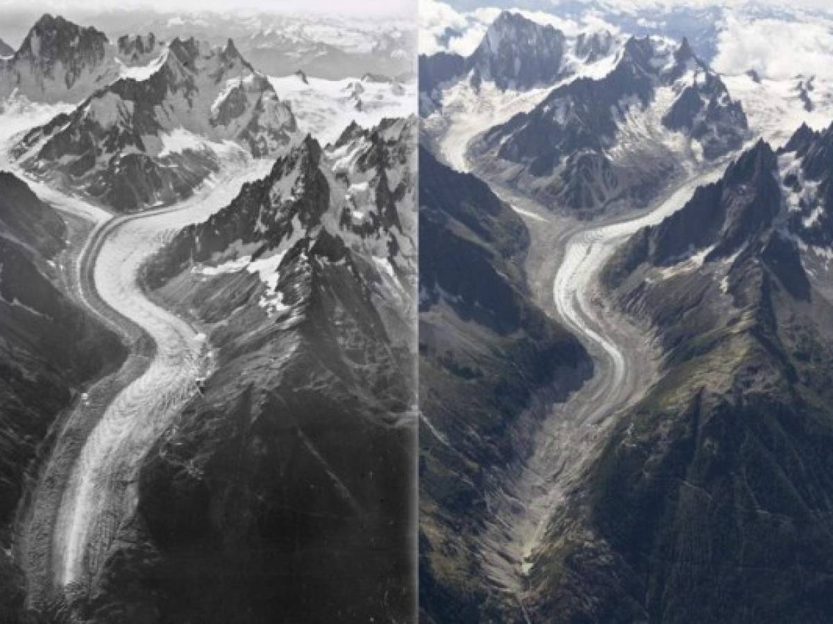 Fotos aéreas ilustran el deshielo a gran escala del Mont Blanc