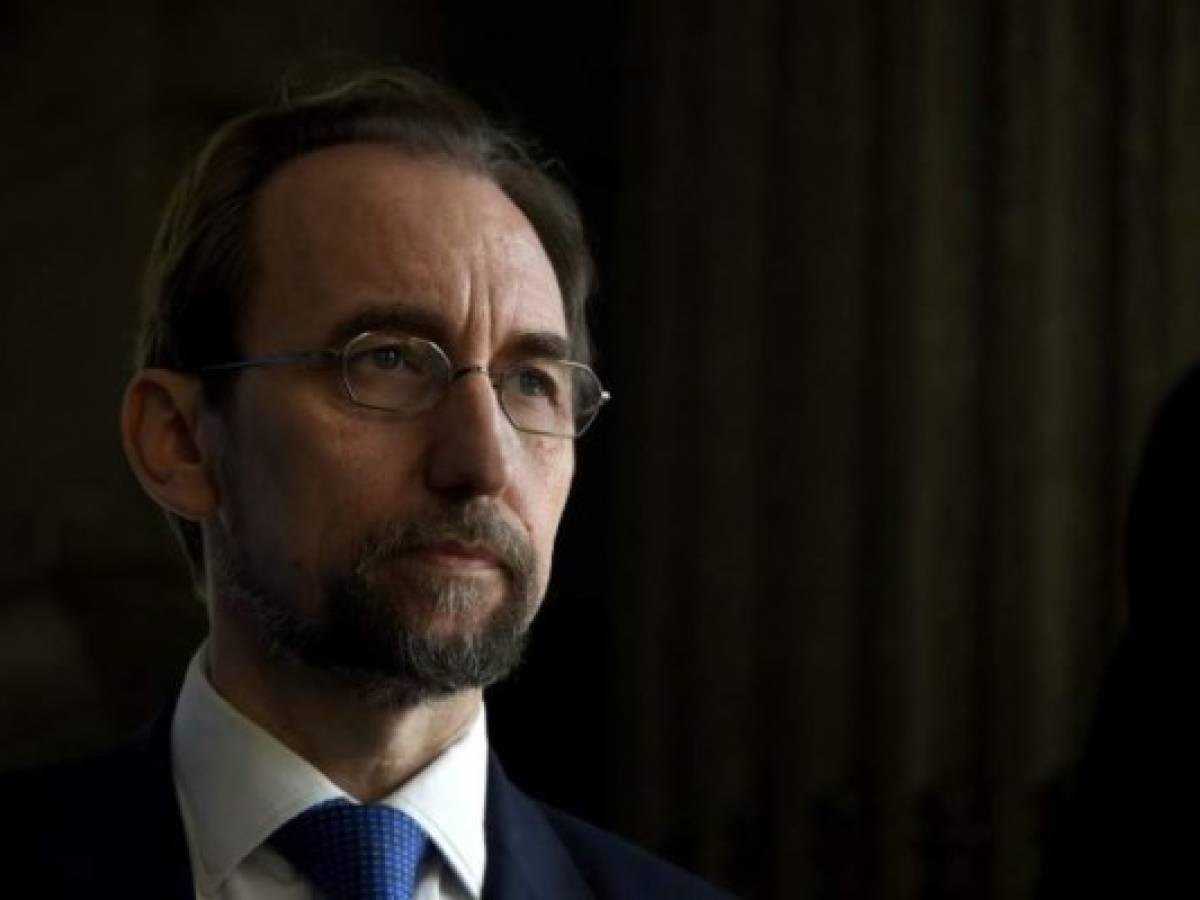 The UN High Commissioner for Human Rights Zeid Ra'ad Al Hussein gestures after a meeting with Guatemalan President Jimmy Morales (out of frame) at the Culture Palace in Guatemala City on November 17, 2017. / AFP PHOTO / JOHAN ORDONEZ