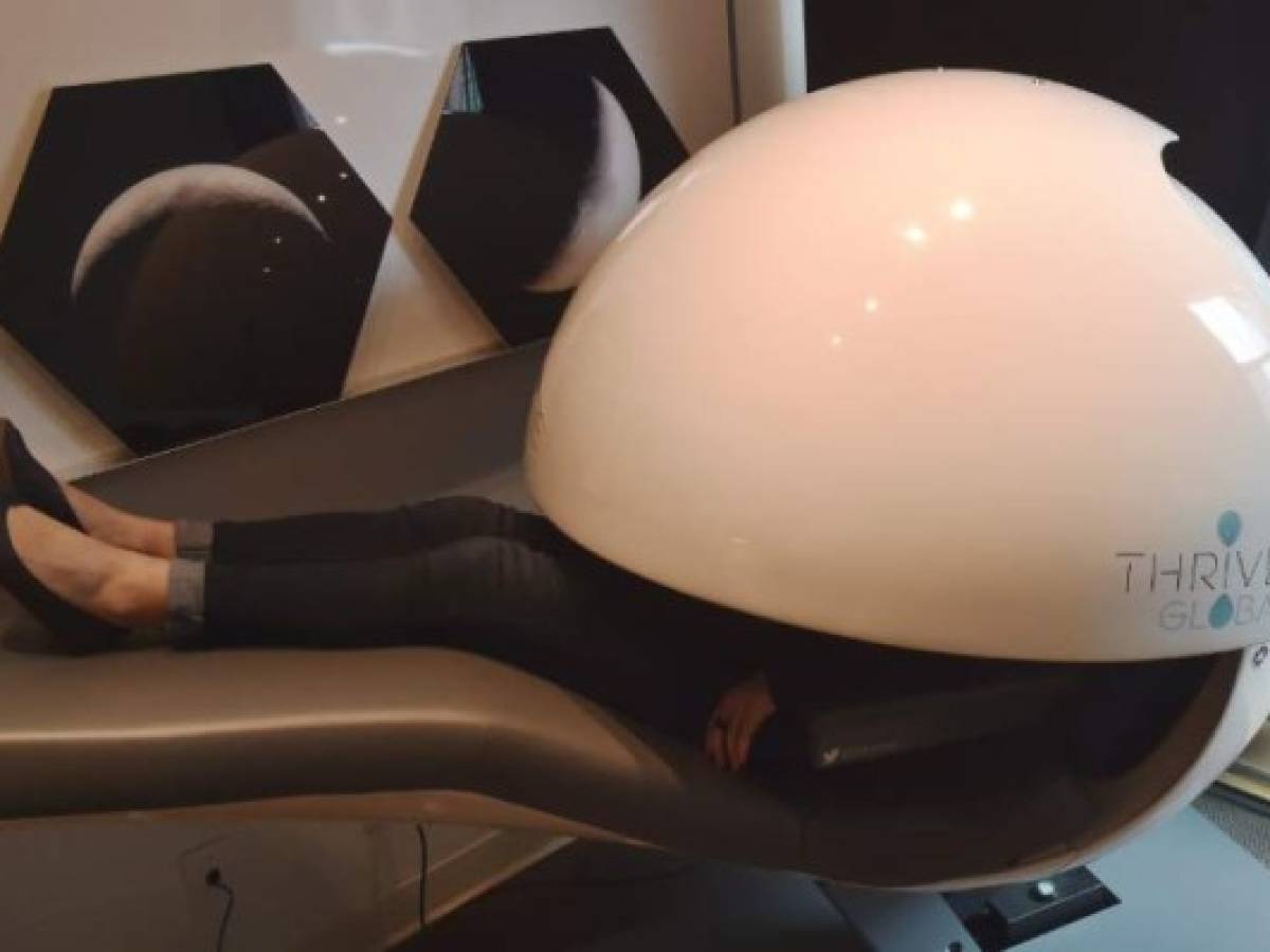 Un 'energy pod' en Thrive Global, Nueva York, uno de los recintos para renta descansos en la urbe estadunidenses, un negocio que está en auge.