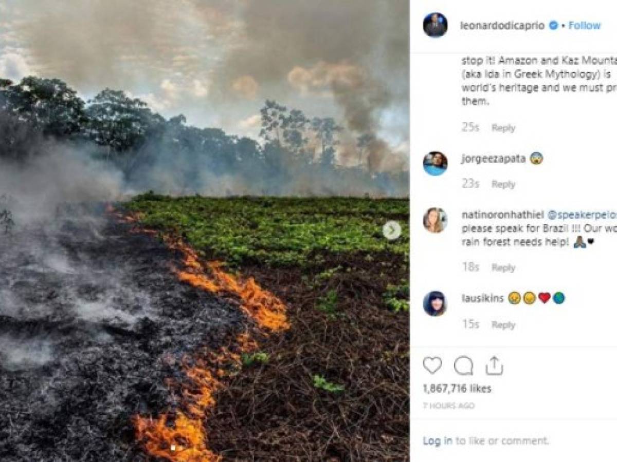 Esta foto es en la selva amazónica de Perú, en Puerto Maldonado, aunque el actor sólo habla de la Amazonia brasileña en su mensaje.