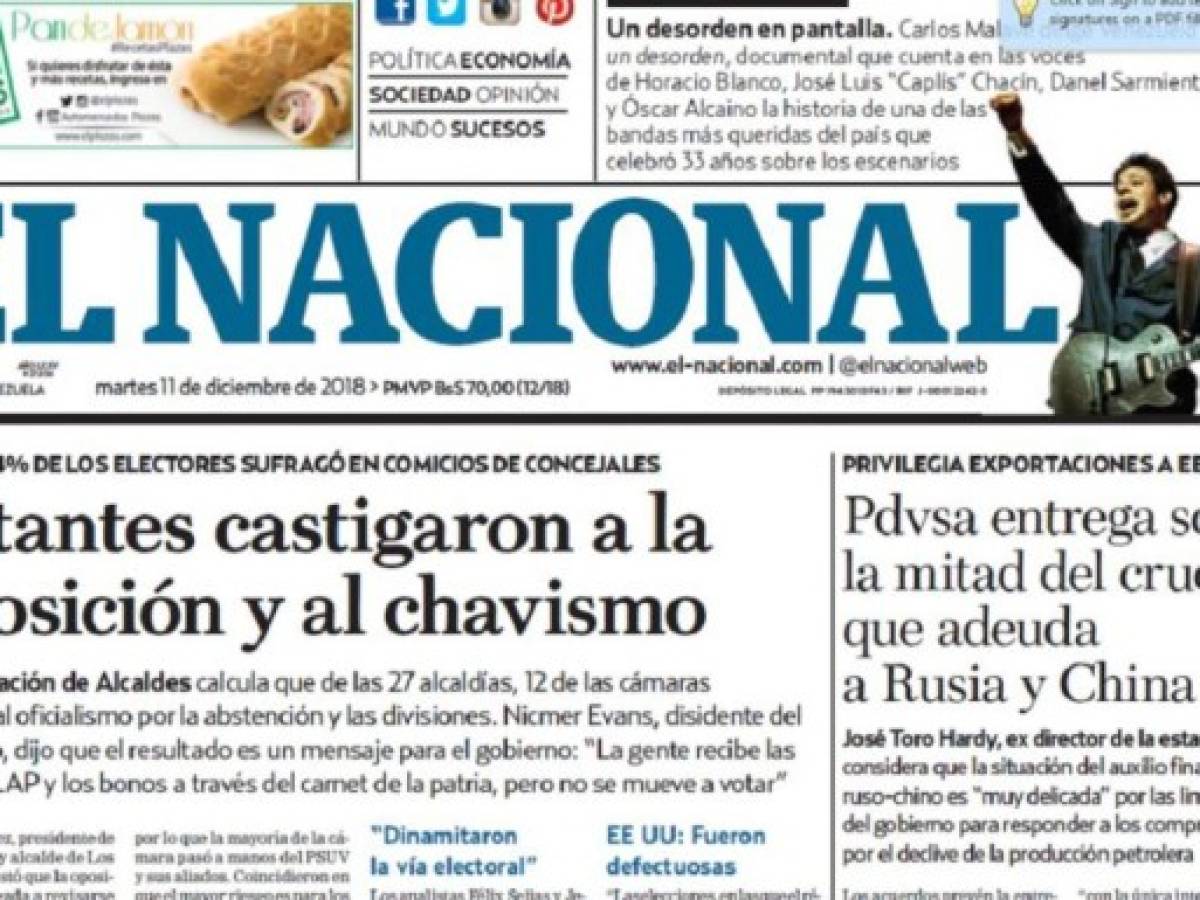Venezuela: diario 'El Nacional' anuncia fin de edición impresa
