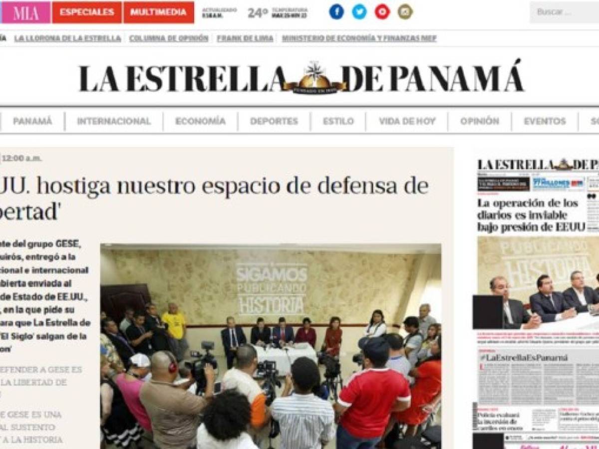 Directivos de diarios panameños denuncian bloqueo de Estados Unidos