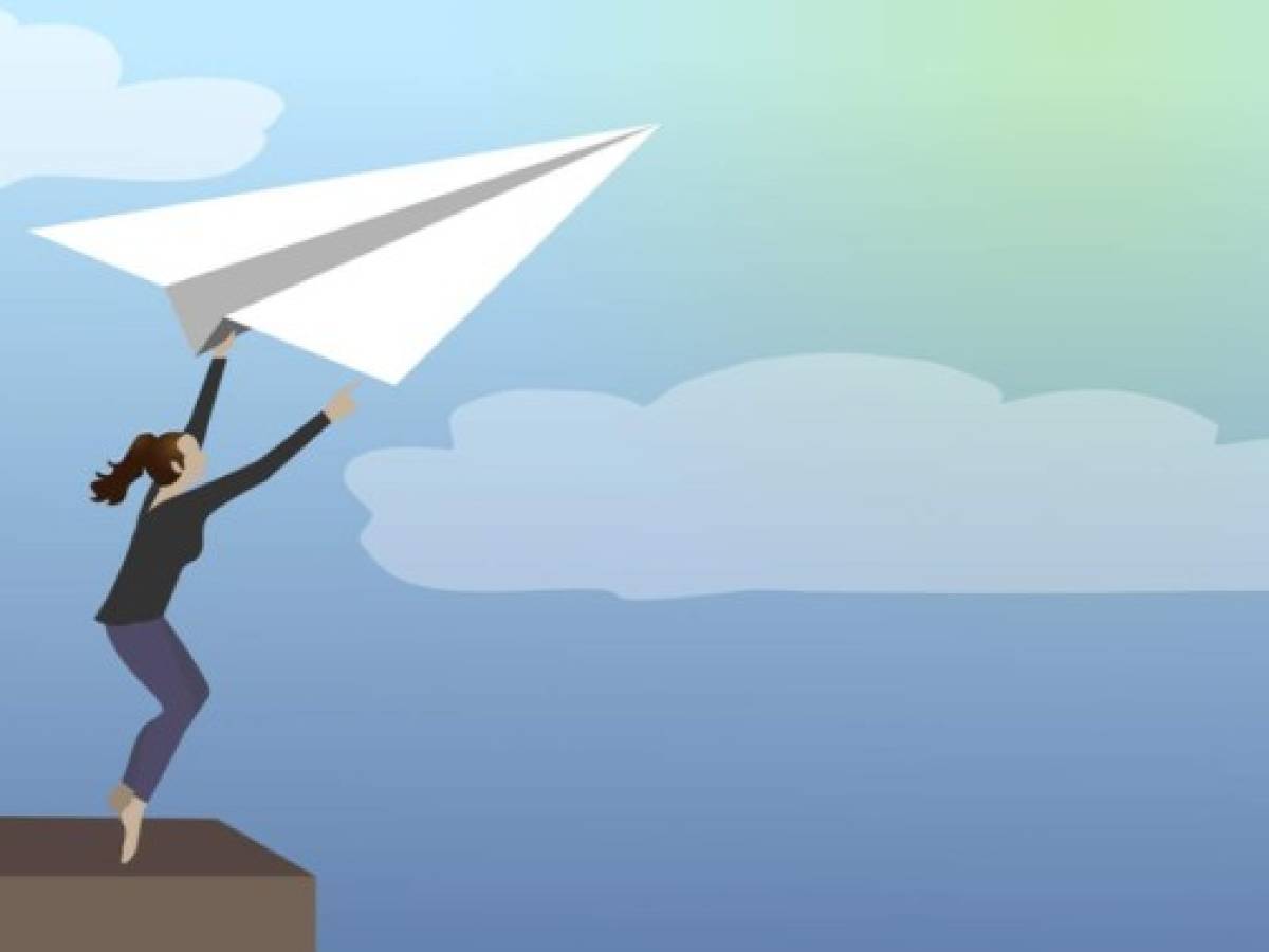 Business leader leaving comfort zone on a paper plane. Business leader leaving comfort zone on a paper plane.