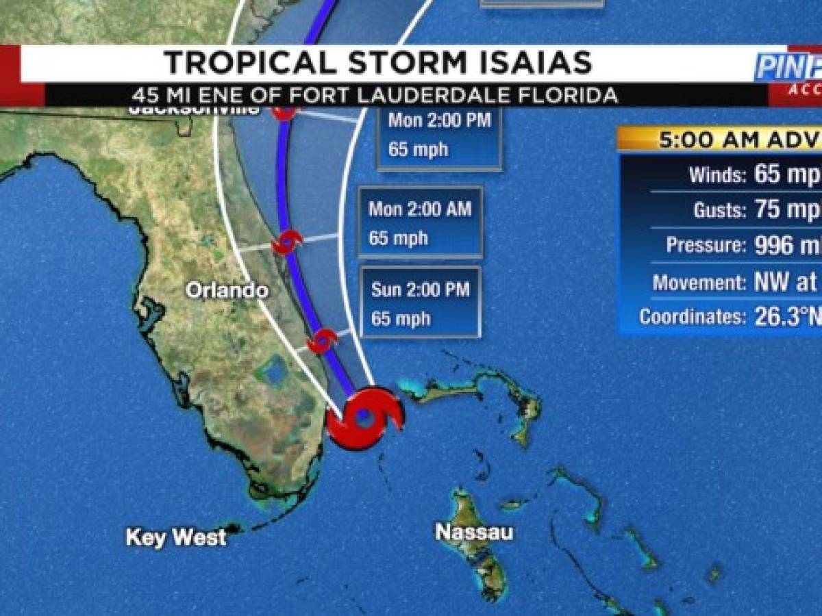 Tormenta tropical Isaías bordea Florida, que ensaya su respuesta en la era covid
