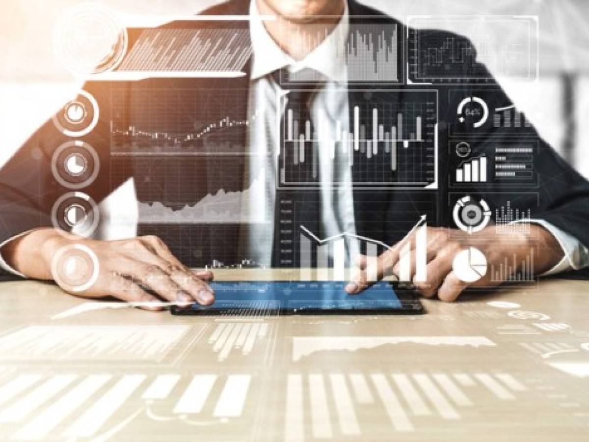 Data Analysis for Business and Finance Concept. Graphic interface showing future computer technology of profit analytic, online marketing research and information report for digital business strategy.