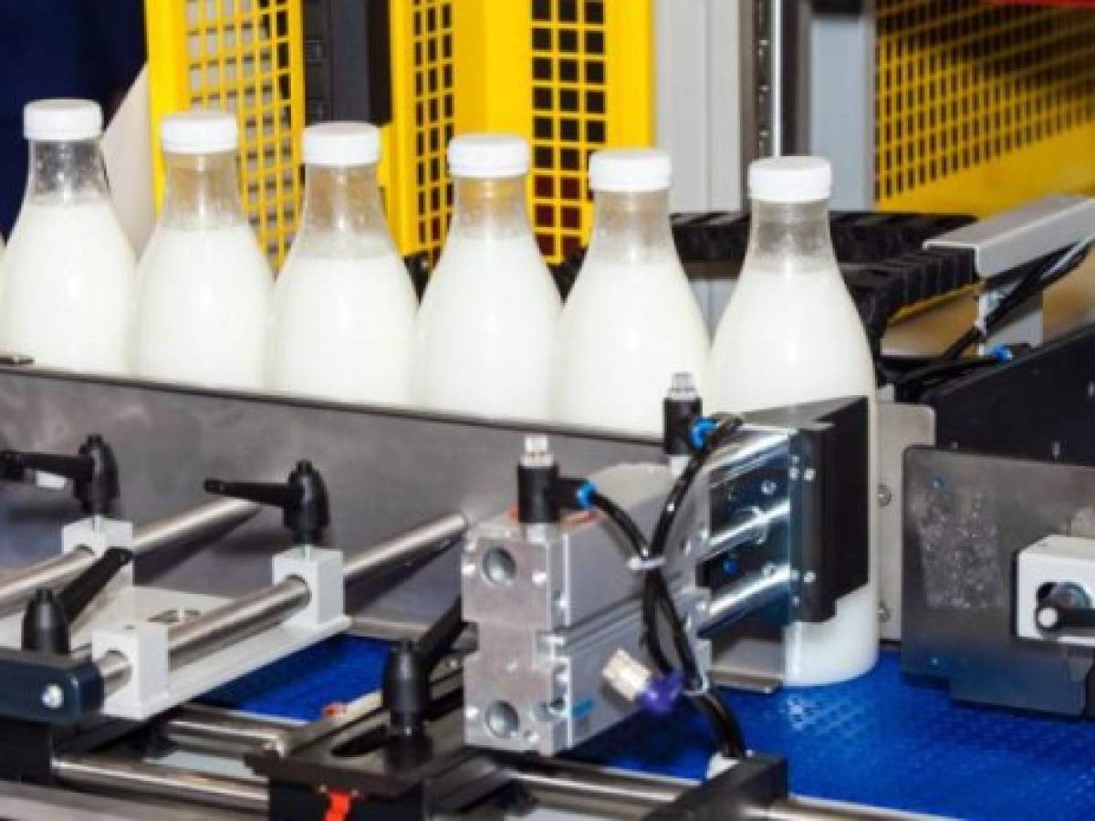 Packaging milk bottles line