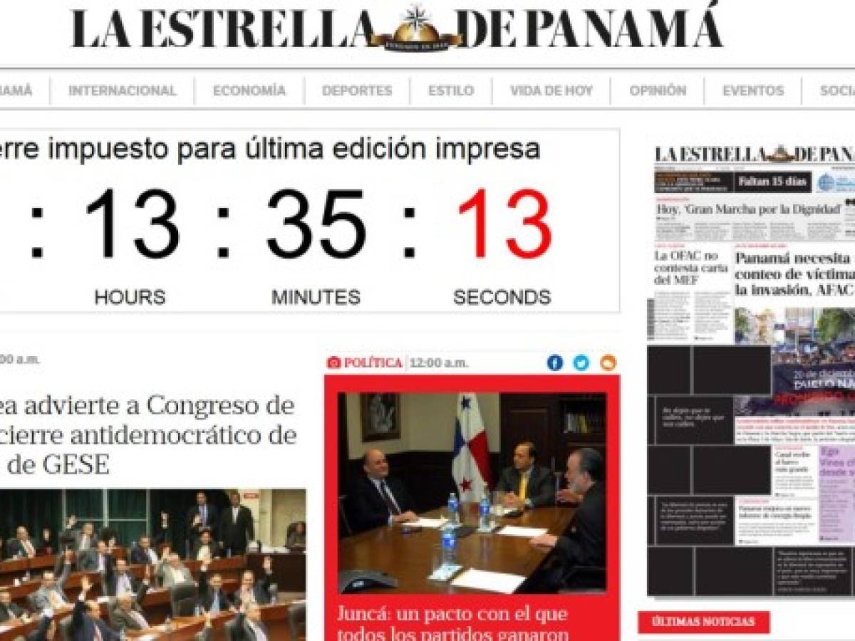 Panamá: Inminente cierre de los periódicos La Estrella y El Siglo