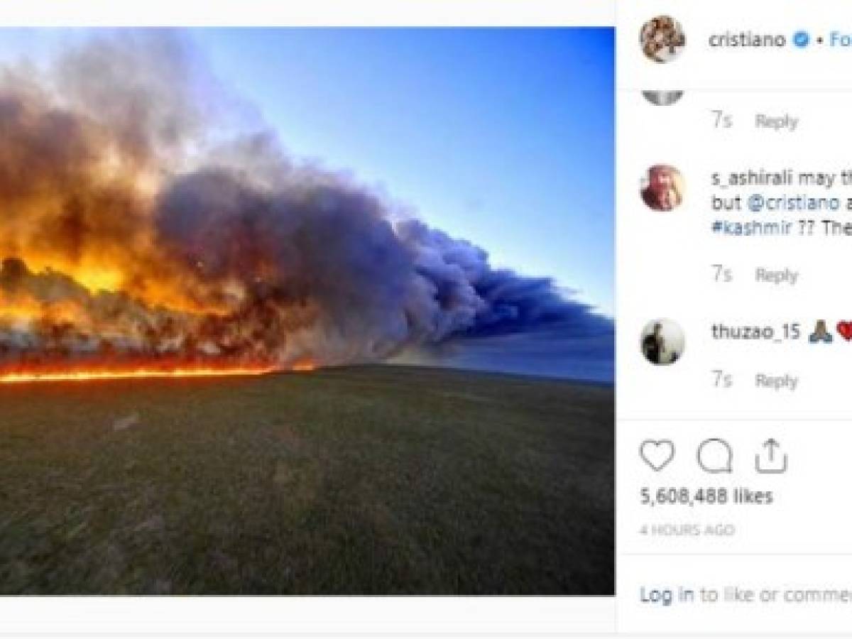 El futbolista portugués del Juventus Cristiano Ronaldo alertó en Instagram. La imagen no es de la Amazonia.