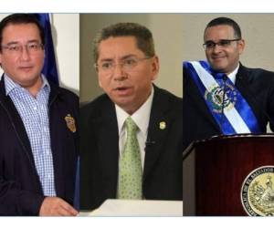 El Fiscal General de El Salvador, Douglas Meléndez (c), ha ordenado capturas contra exFiscal general, Luis Martínez (izq.) e investiga al expresidente de El Salvador, Mauricio Funes, por delitos de corrupción.