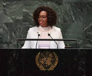 Costa Rica's Vice-President Epsy Campbell Barr speaks during the General Debate of the 73rd session of the General Assembly at the United Nations in New York on September 27, 2018. / AFP PHOTO / Angela Weiss
