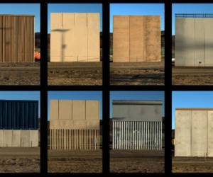 Un mosaico muestra los ocho prototipos del muro en la frontera EEUU y México.