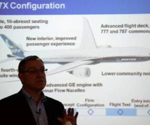 El vicepresidente de Boeing Scott Francher habla sobre el futuro de la compañía el Boeing 777X. (Foto: AFP)