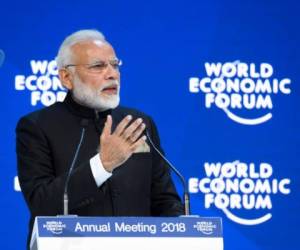Primero Ministro de India, Narendra Modi, en la apertura del Foro de Davos.