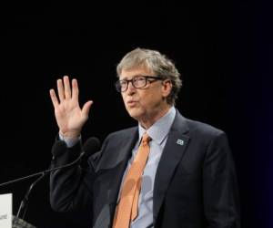 Microsoft founder, Co-Chairman of the Bill & Melinda Gates Foundation, Bill Gates delivers a speech during the conference of Global Fund to Fight HIV, Tuberculosis and Malaria on october 10, 2019, in Lyon, central eastern France. - The Global Fund to Fight AIDS, Tuberculosis and Malaria opened a drive to raise $14 billion to fight a global epidemics but face an uphill battle in the face of donor fatigue. (Photo by Ludovic MARIN / AFP)