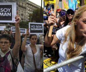 Dos importantes marchas de protesta de protestas ponen hoy a temblar a los gobiernos de Argentina y de Venezuela. (Foto: infobae.com).