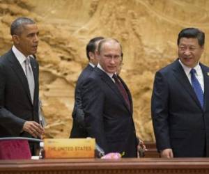 Barack Obama, Vladimir Putin y Xi Jinping. (Foto:AFP)