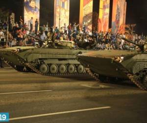 El Ejército cuenta con un lote de 55 tanques T55, de manufactura soviética, dos de los cuales son usados para el desfile del 2 de septiembre, Día del Ejército de Nicaragua. Foto tomada de militar.org.ua