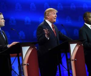 Además de Trump, Carson, Rubio, Bush, Fiorina y Kasich, el debate contó con la presencia de los senadores Ted Cruz y Rand Paul, el exgobernador de Arkansas Mike Huckabee (Foto: AFP)