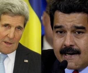 Secretario de Estado, John Kerry, y Presidente Nicolás Maduro. (Foto: Archivo)