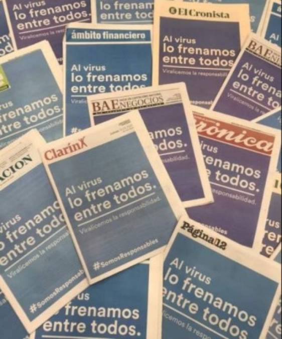Argentina: Todos los periódicos comparten portada por Covid-19