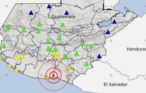 <i>Mapa que muestra el epicentro del temblor. FOTO INSIVUMEH</i>