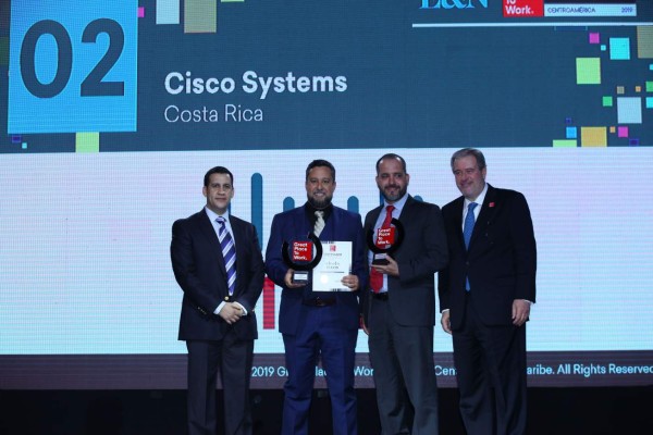 Cisco Systems también es Puesto 2 de Los Mejores Lugares para Trabajar® Más De 100 Hasta 1.000 colaboradores en Centroamérica 2019