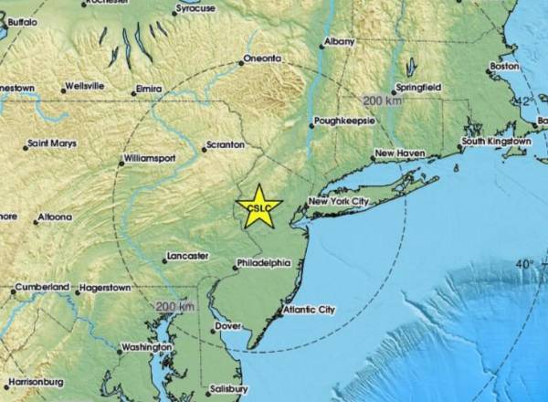 <i>El temblor se produjo a las 14H23 GMT (10H23 hora local) a 7 kilómetros al noreste de la estación Whitehouse, Nueva Jersey, el estado fronterizo de Nueva York, al otro lado del río Hudson.</i>