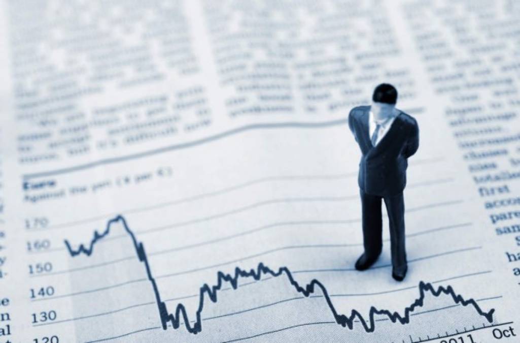 Negative business chart with a businessman