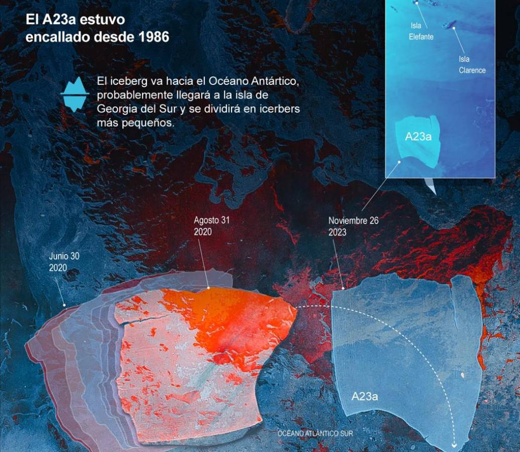 Iceberg más grande del mundo está a la deriva por el océano Antártico tras desprenderse