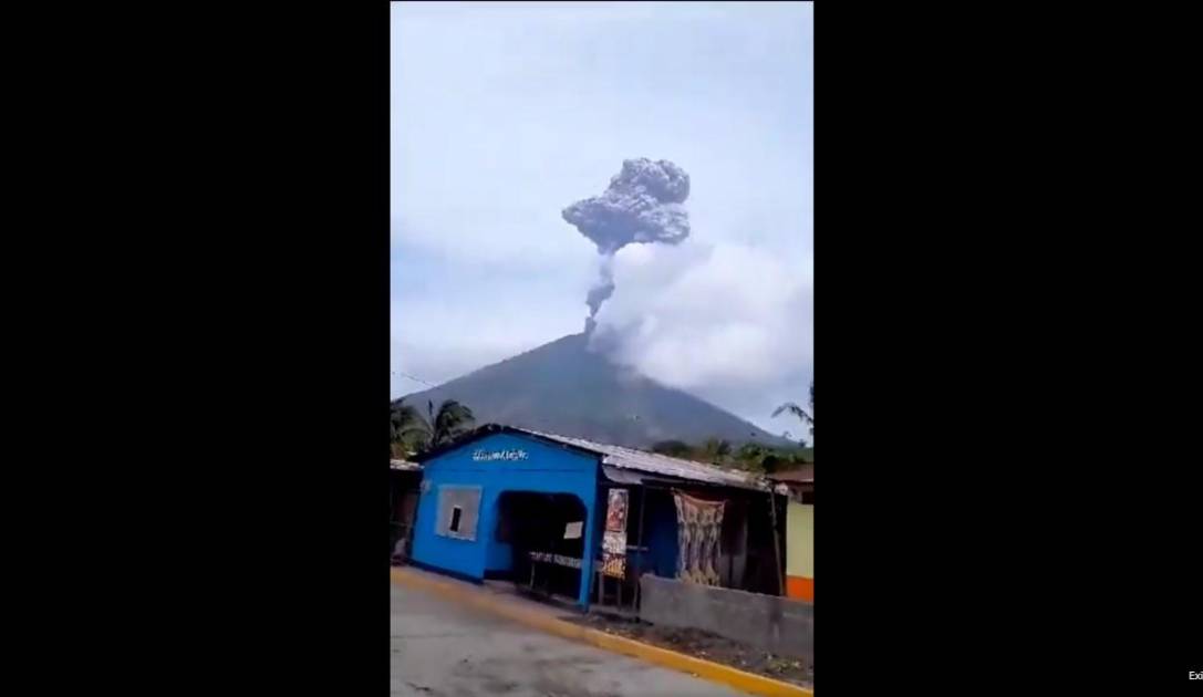 Concepcion volcano emits a powerful explosion