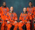 Fotografía cedida por la NASA de los integrantes de la tripulación de la misión Artemis III, de izquierda a derecha, Andre Douglas, Luca Parmitano, Randy Bresnik, y Frank Rubio. EFE/Bill Stafford/NASA