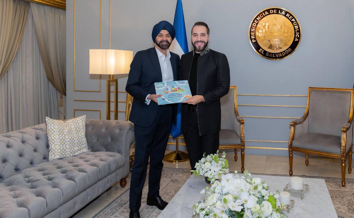 <i>El presidente de El Salvador, Nayib Bukele, recibió al titular del Banco Mundial, Ajay Banga. Foto de cortesía</i>