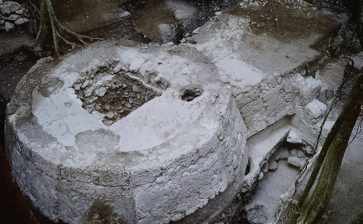 Fotografía que muestra una imagen del hallazgo de una singular estructura ritual maya, en el sitio prehispánico El Tigre, que aporta datos inéditos sobre las complejas prácticas ceremoniales y los patrones sociales del periodo preclásico terminal, este lunes, en Ciudad de Guatemala (Guatemala). EFE/ Mariano Macz