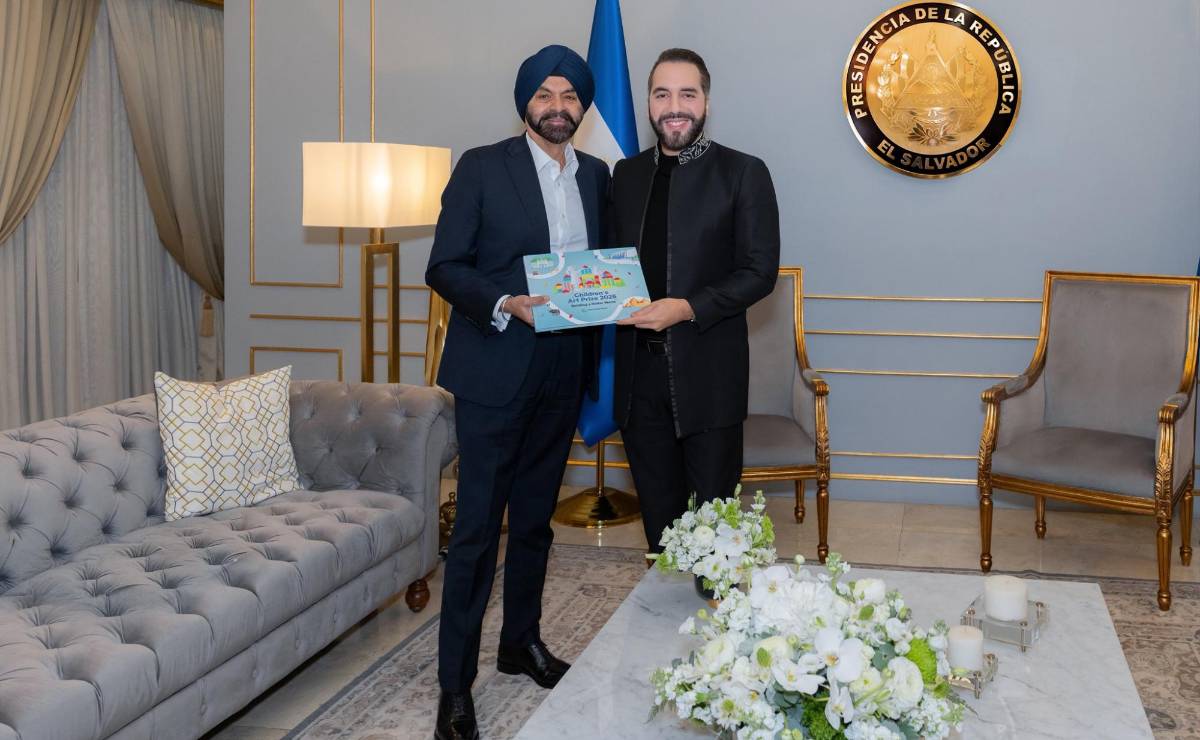 <i>El presidente de El Salvador, Nayib Bukele, recibió al titular del Banco Mundial, Ajay Banga. Foto de cortesía</i>