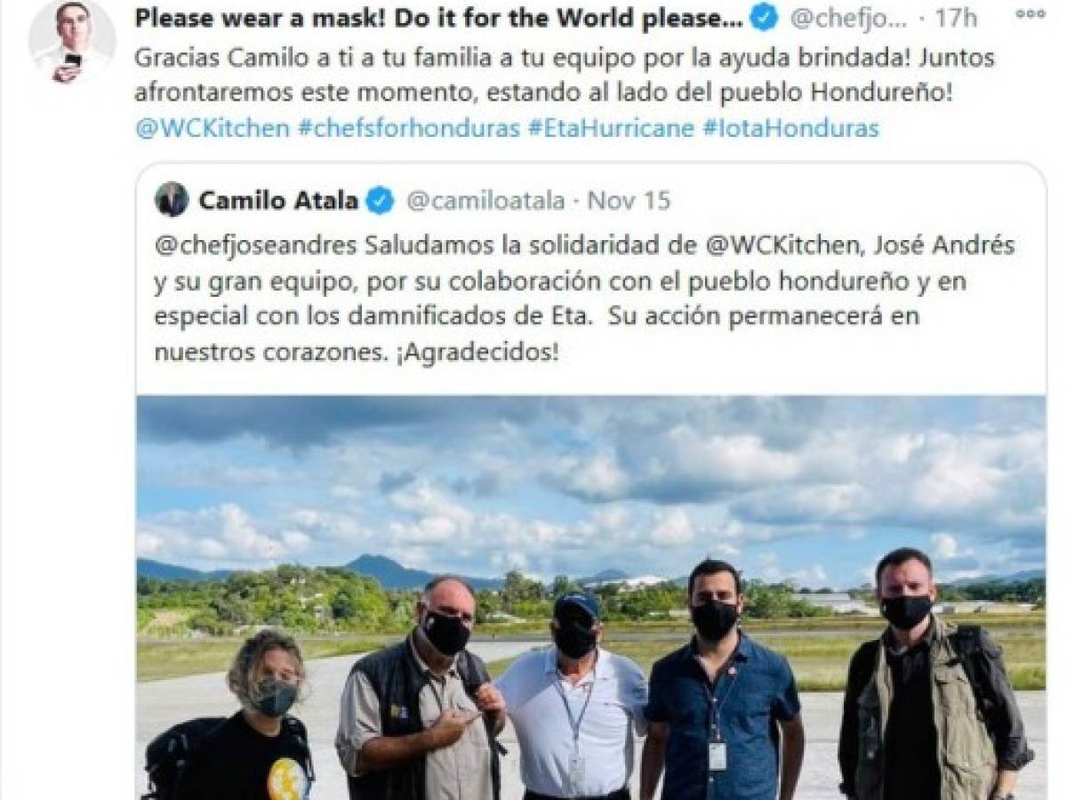 Chef José Andrés Puerta cocina para los afectados por Eta en Guatemala y Honduras